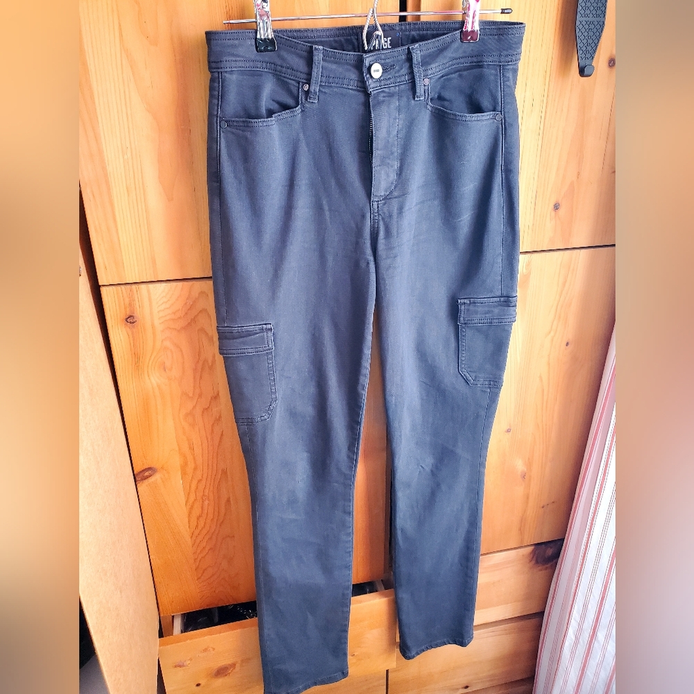 Paige Hoxton Ankle Skinny Cargo Jeans In Faded Black Size 28